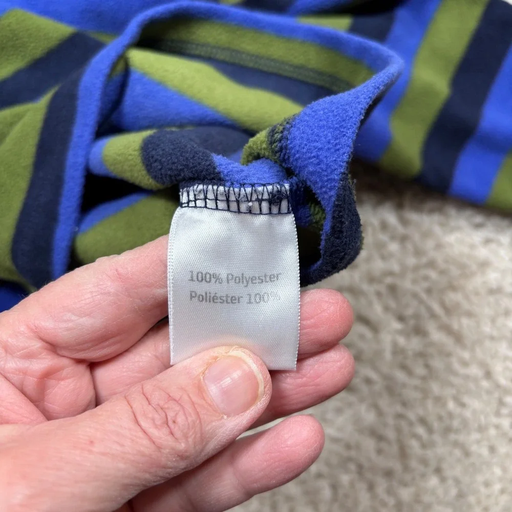 Hanna Andersson Kids Fleece Pullover Striped Blue‎ Green 3T